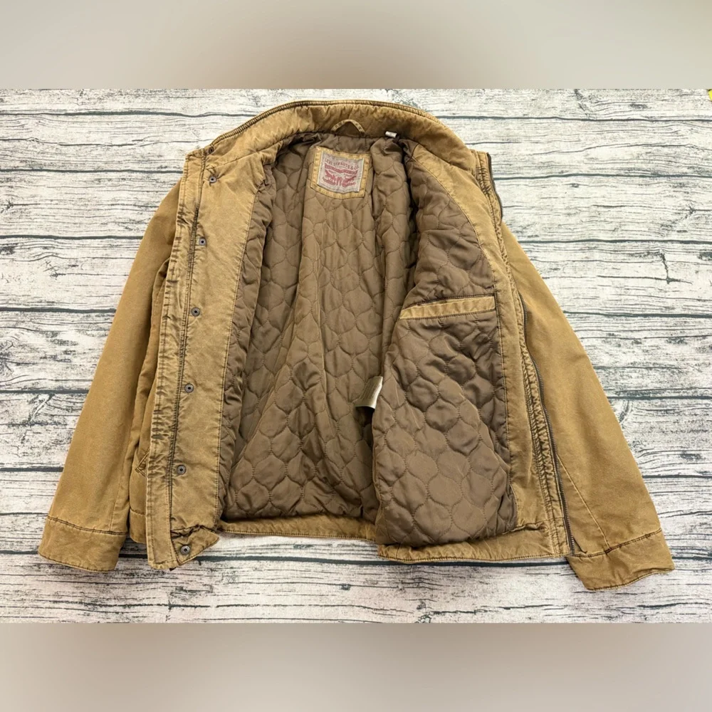 Levi's Men's Canvas Full-Zip Five-Pocket Khaki Trucker Jacket, Size Medium - Picture 15 of 15